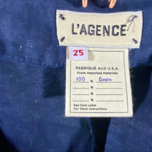 L’Agence Dee High Rise Navy Sailor Linen Trouser Pants 25 - Picture 10 of 12